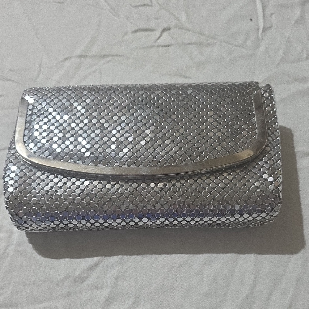 Silver Metallic Clutch Bag
